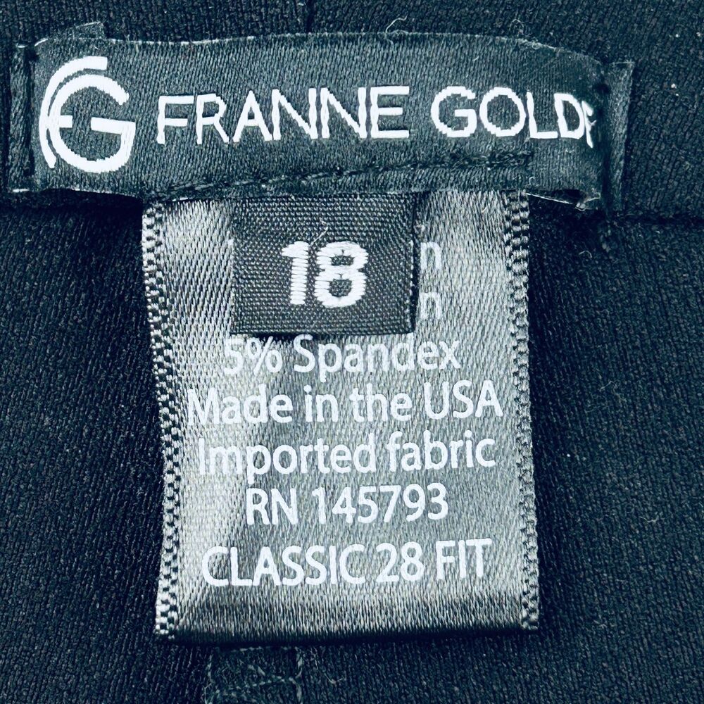 Franne Golde Classic Black Magic Pants 28" Inseam Size 18 NEW - Picture 9 of 9